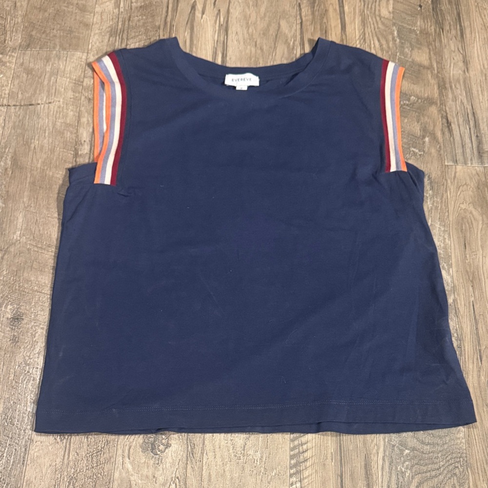 Everlane Navy Top with Multicolor Stripes - Size M